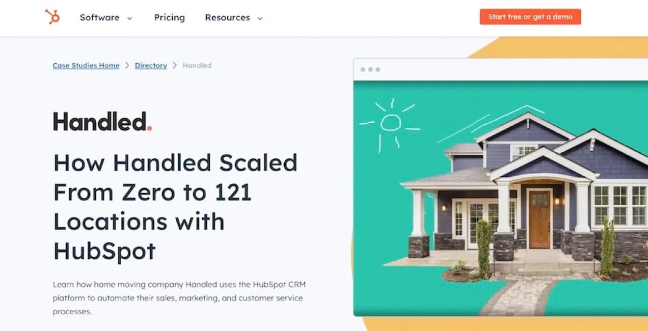 HubSpot case study page for Handled