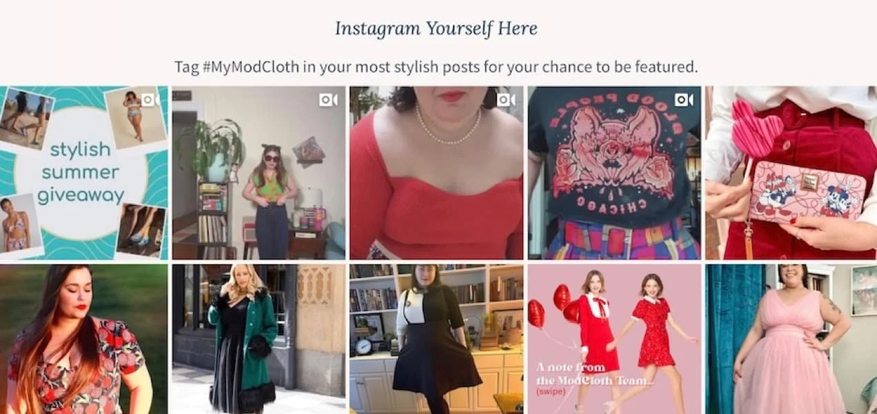 request for customers to tag ModCloth in Instagram photos