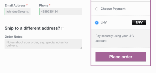 LHV Checkout Experience