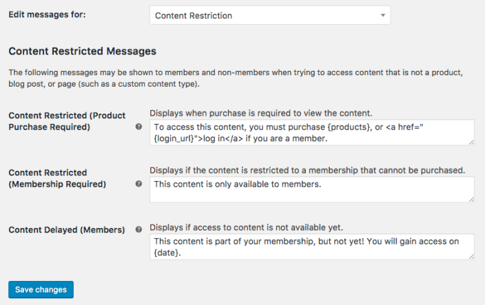 WooCommerce Memberships: content restriction messages