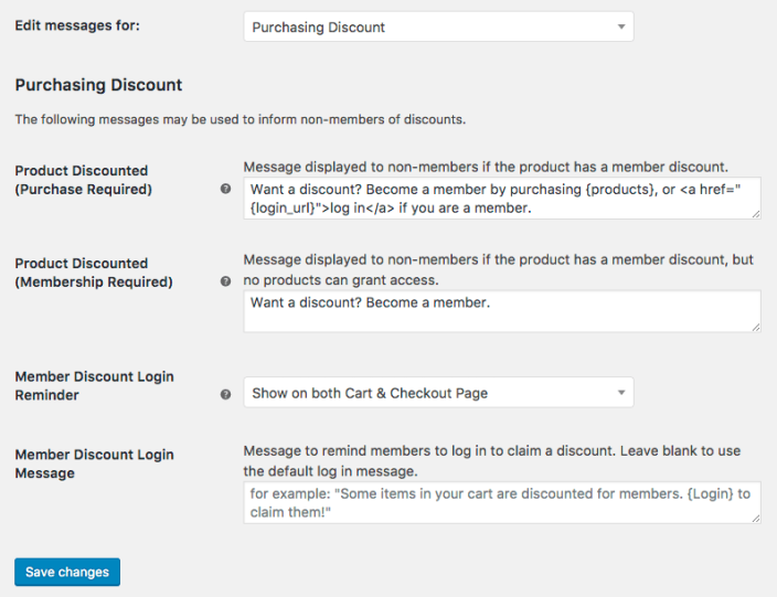 WooCommerce Memberships: product discounts messages