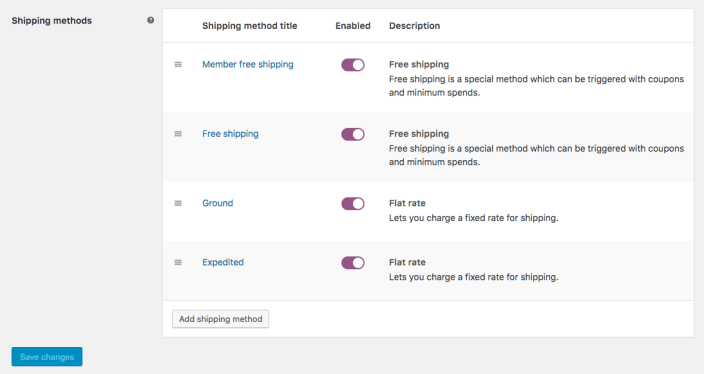 WooCommerce Memberships shipping settings