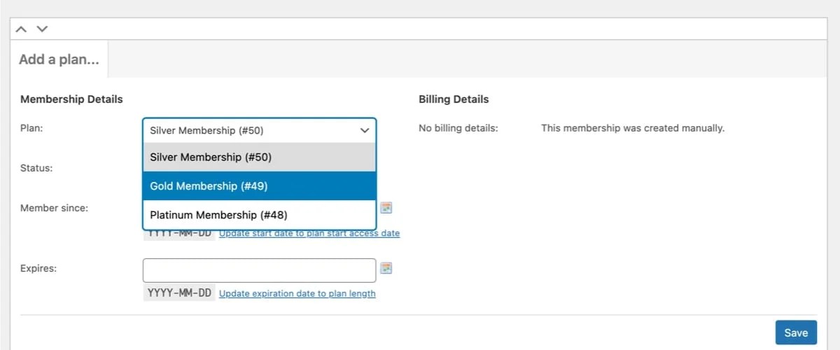 adding a plan to a user account