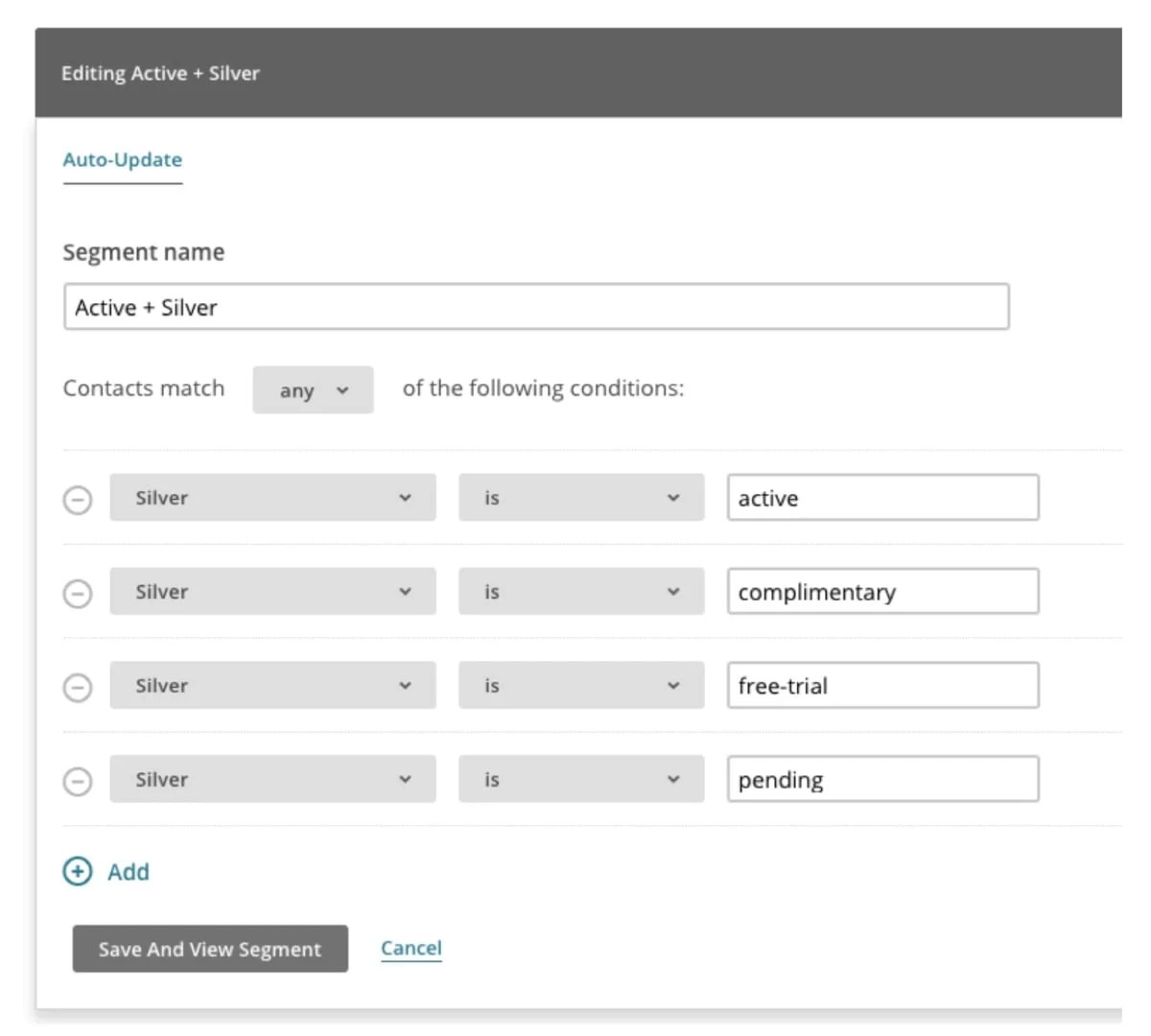 Mailchimp segment names