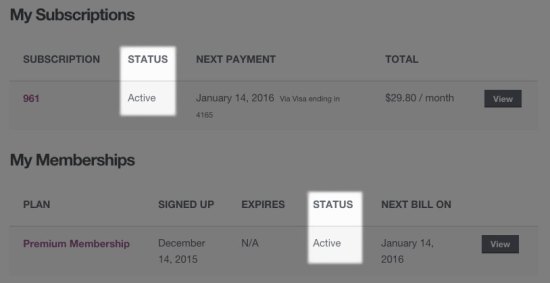 WooCommerce Memberships active subscription