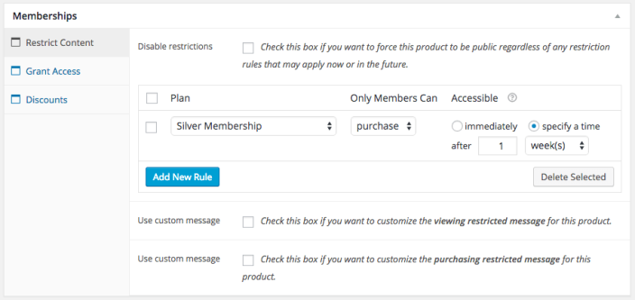 WooCommerce memberships restrict product