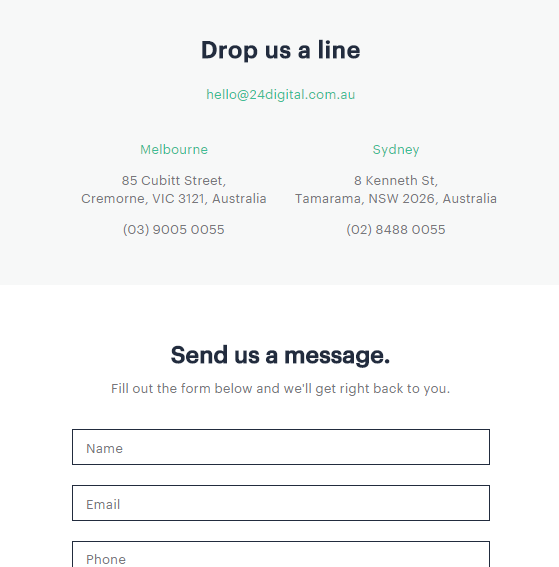 A very simple contact page.