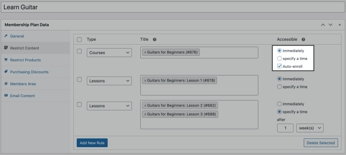 Shows the auto-enroll checkbox in membership content restriction