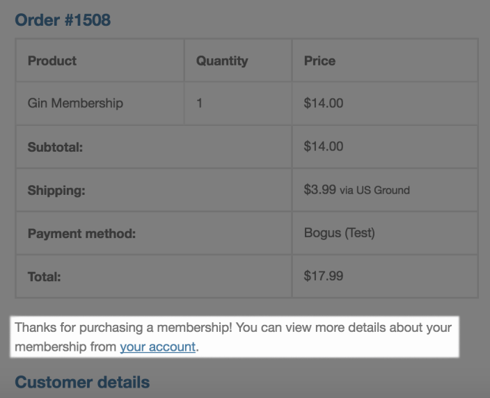 WooCommerce Memberships Order emails