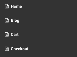 The default Storefront handheld navigation styles, demonstrating the 'page' icon.