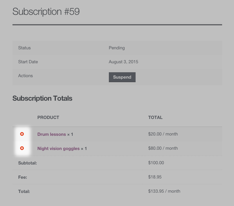 Remove Product from Subscription Buttons 