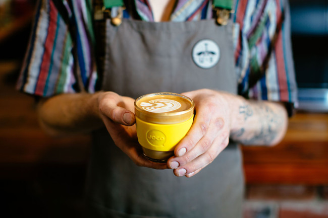 A barista holding JOCO, brilliant!