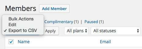 WooCommerce Memberships Export Bulk Action