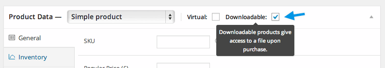 Pour créer un produit téléchargeable, cochez simplement cette case.