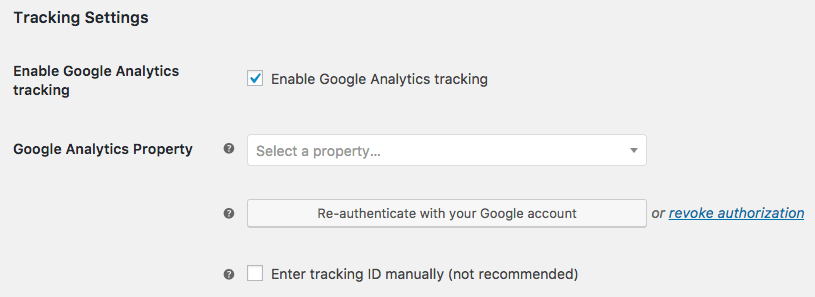 WooCommerce Google Analytics Pro select property