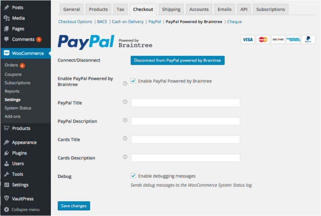PayPal powered by BrainTree onboarding