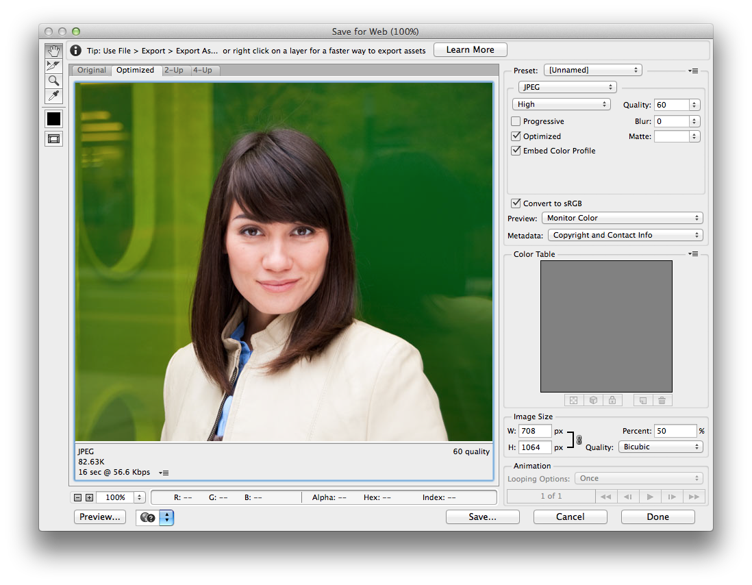 save image for web in photoshop mac