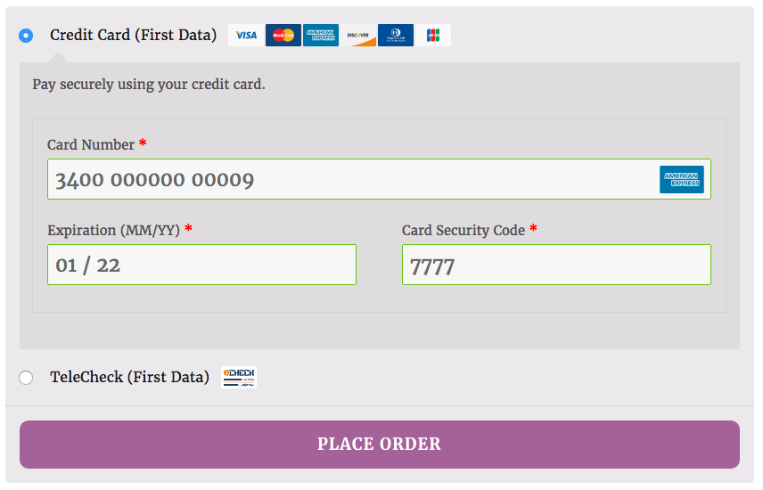 WooCommerce First Data enhanced checkout form