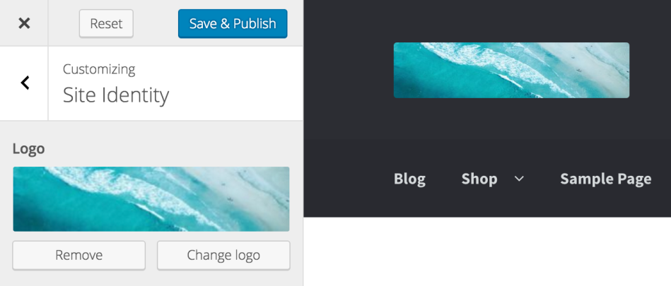 Add logo in Storefront 2.0+ and WordPress 4.5+