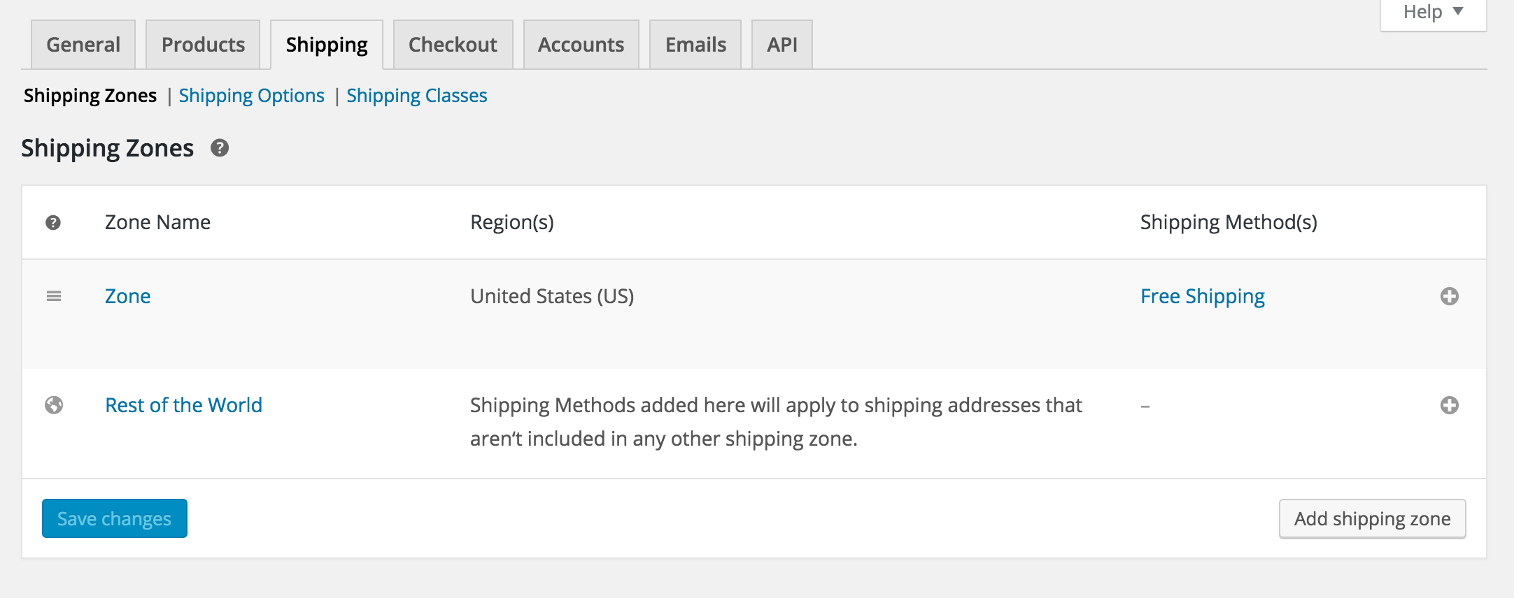 Add your shipping zones, available options, costs, and you're good to go!
