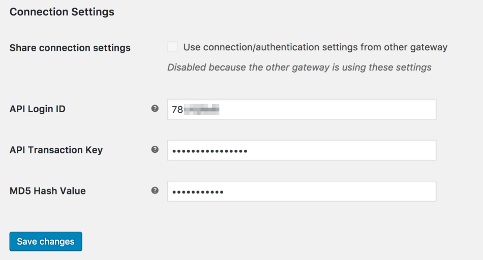 WooCommerce Authorize.Net Accept Hosted connection settings