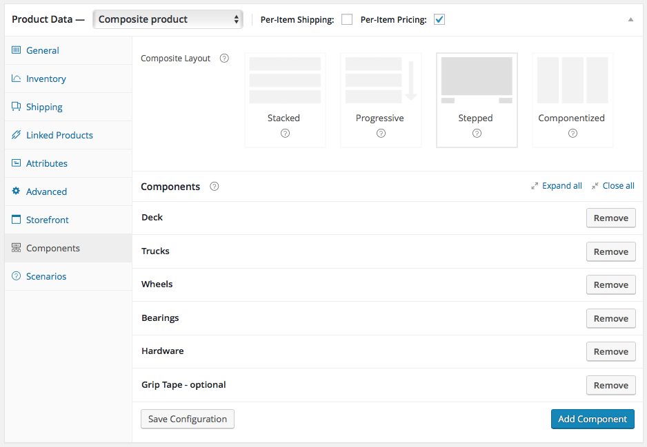 Set up the components of your composite product, alter the layout, and tweak things to your liking.