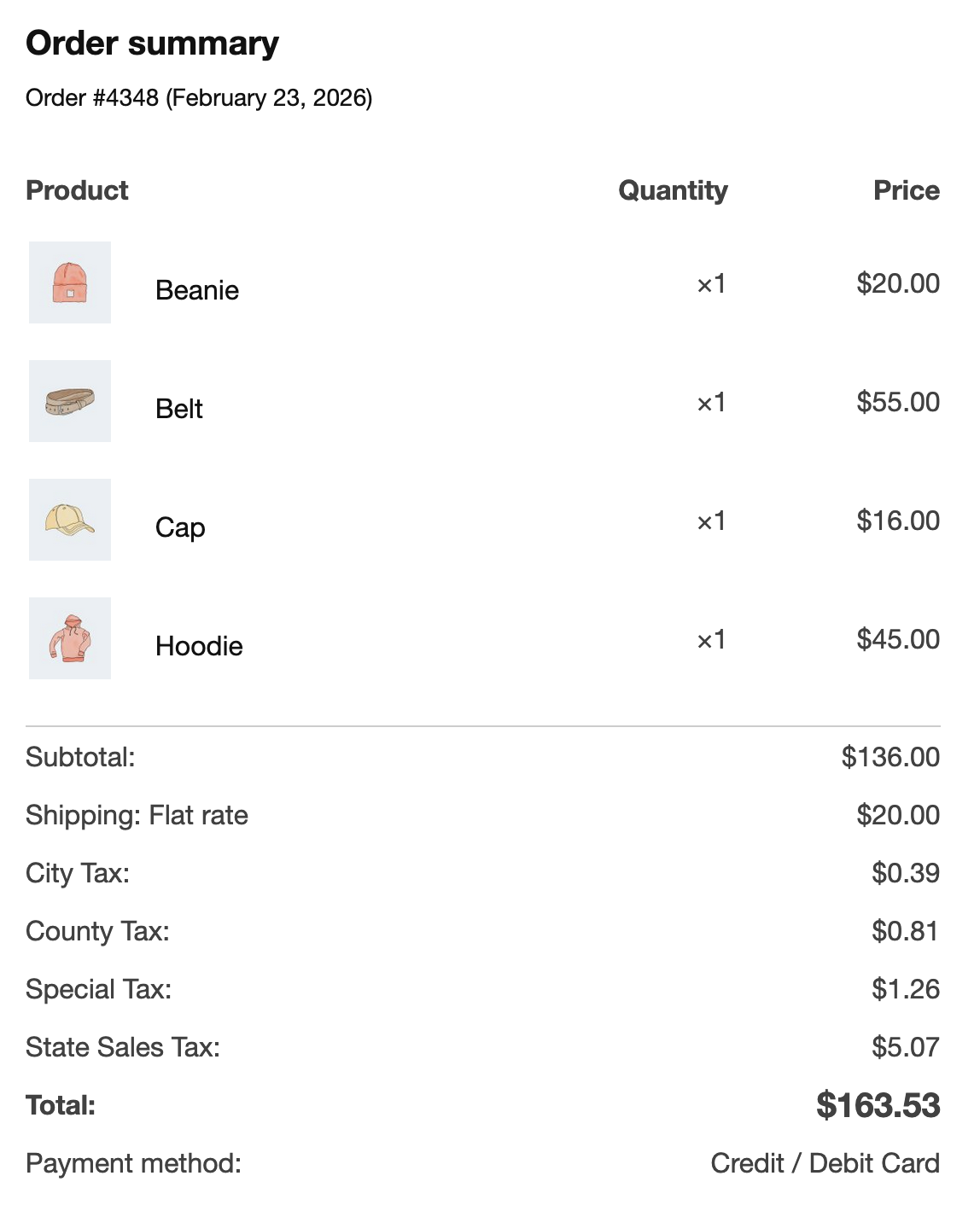 Orderitem Table Product display templates Documentation - WooCommerce