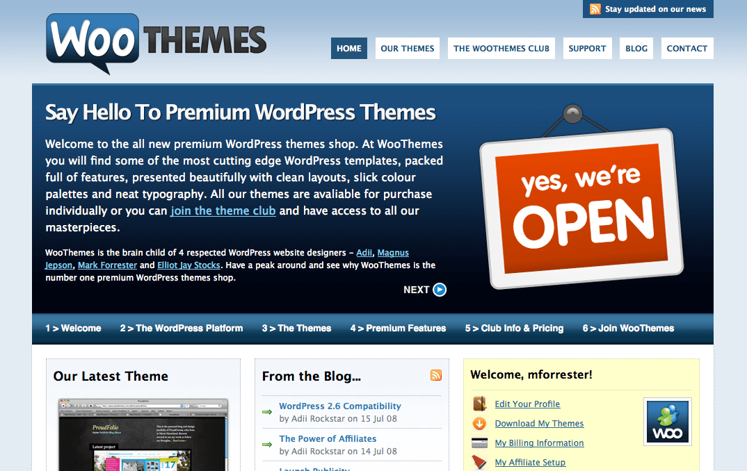 The Woo homepage as it appeared in July 2008, flashback!