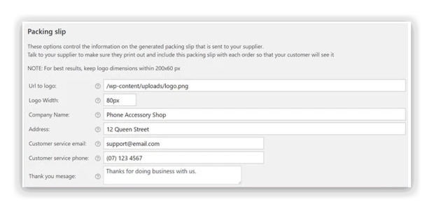 Dropshipping customise email notifications