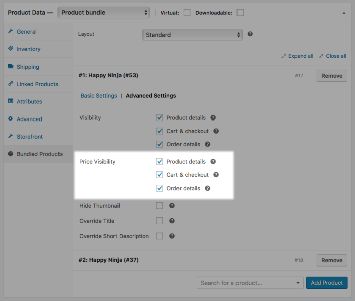 The new Price Visibility options group.