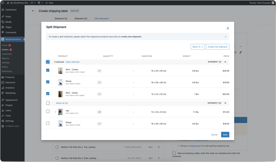 WooCommerce Shipping Split Shipments