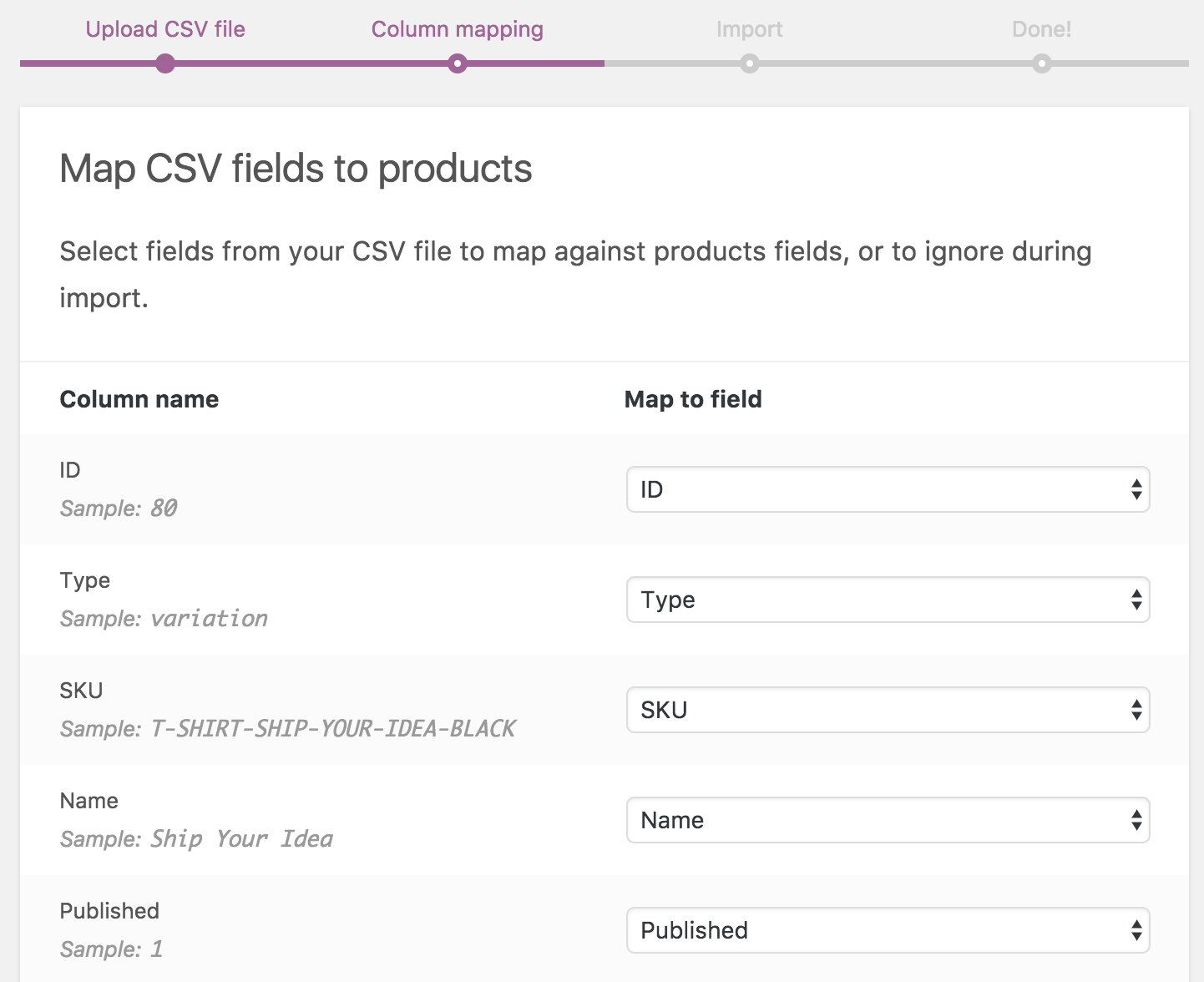 Mapping CSV Fields