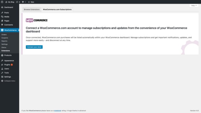 Connect your woocommerce.com account 