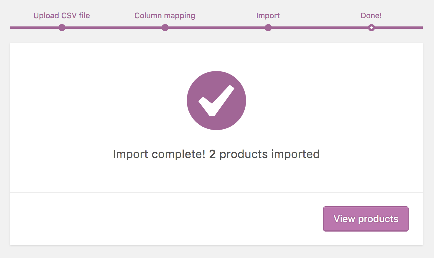 WooCommerce Import Products Completed