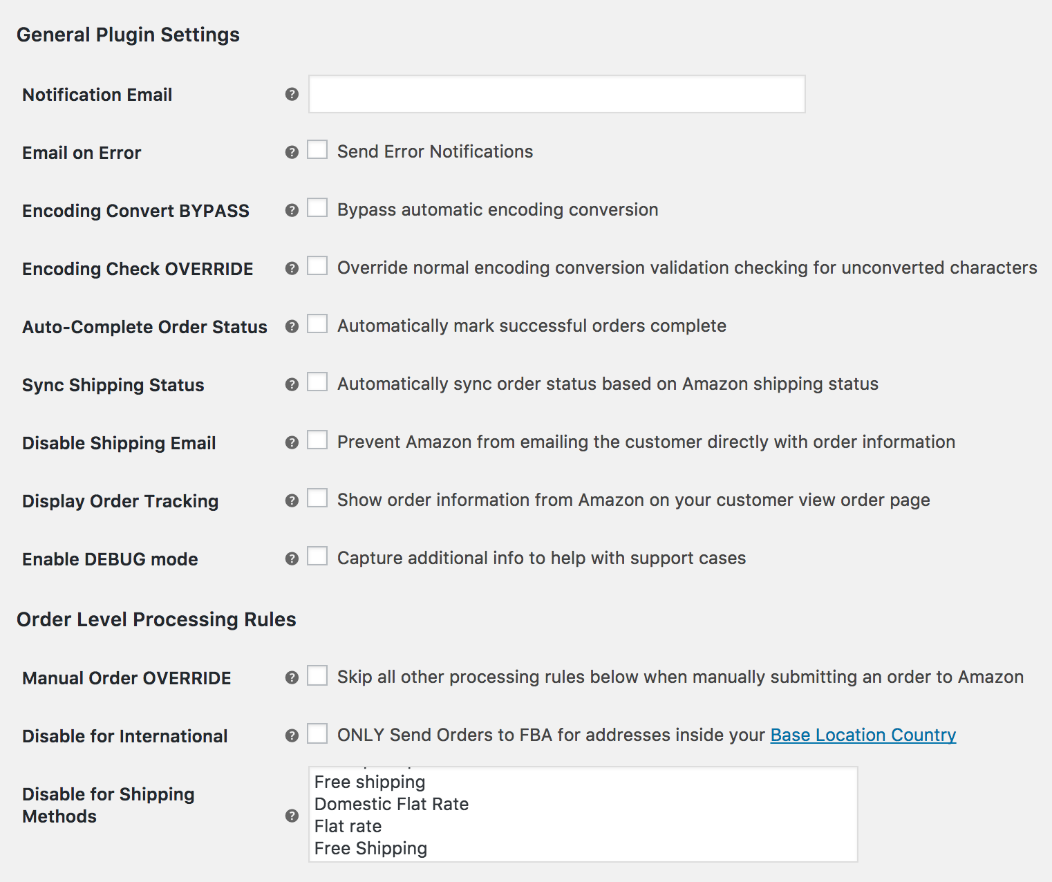 WooCommerce Amazon - general Plugin settings