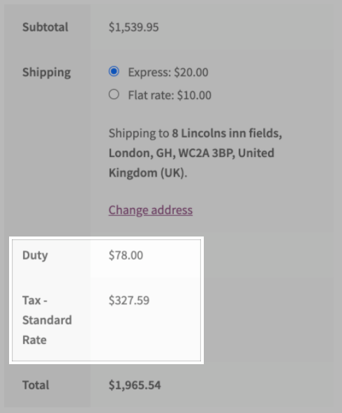 Itemized cross-border fees at WooCommerce checkout