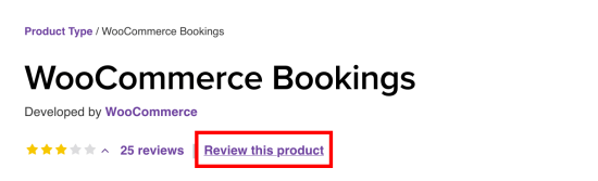 Shows "review this product" link at the top of the product page
