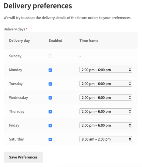 Subscription delivery preferences