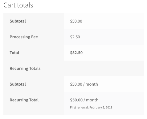 Fee for Initial Order Only Displayed in Cart Totals