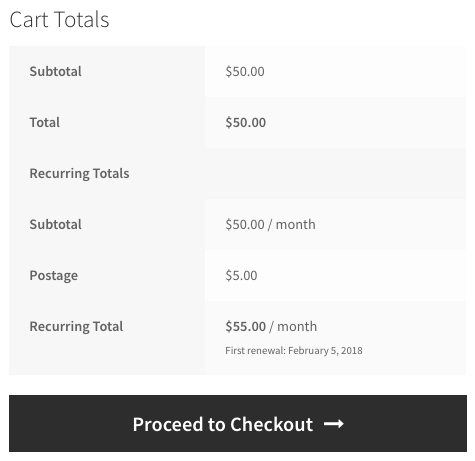 Recurring Only Cart Fees displayed in Cart Totals