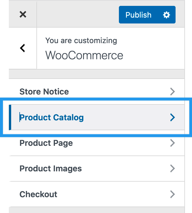 Product Catalog under WooCommerce in the Customizer