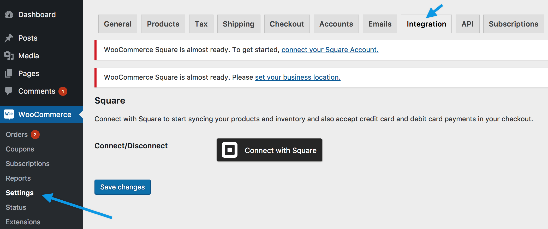 Once you’ve added the free extensions to your site, connect it to your Square account to sync data