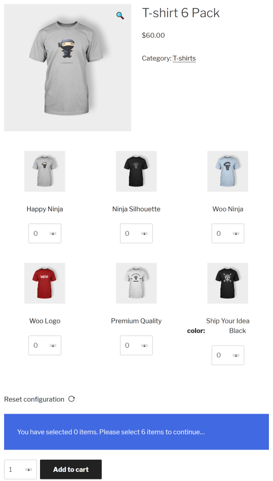 T-shirts in a Mix and Match Grid after the product summary