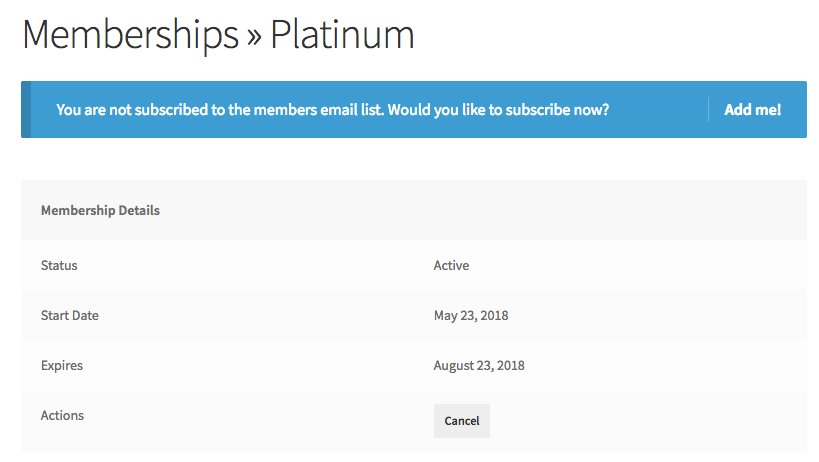 MailChimp for WooCommerce Memberships: members area opt-in