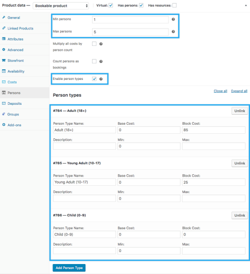 Booking Use Case - Room Booking - Persons Settings