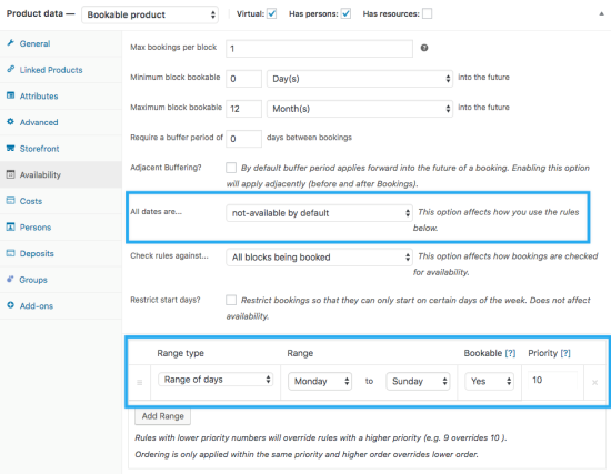 Bookings Use Case - Room Booking - Availability Settings