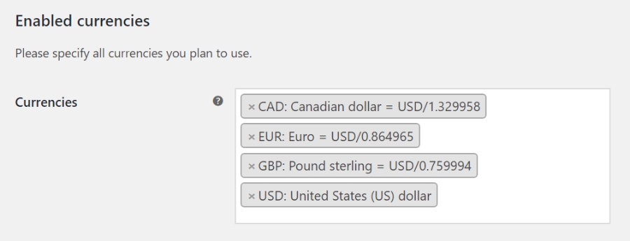 Multi-currency - select