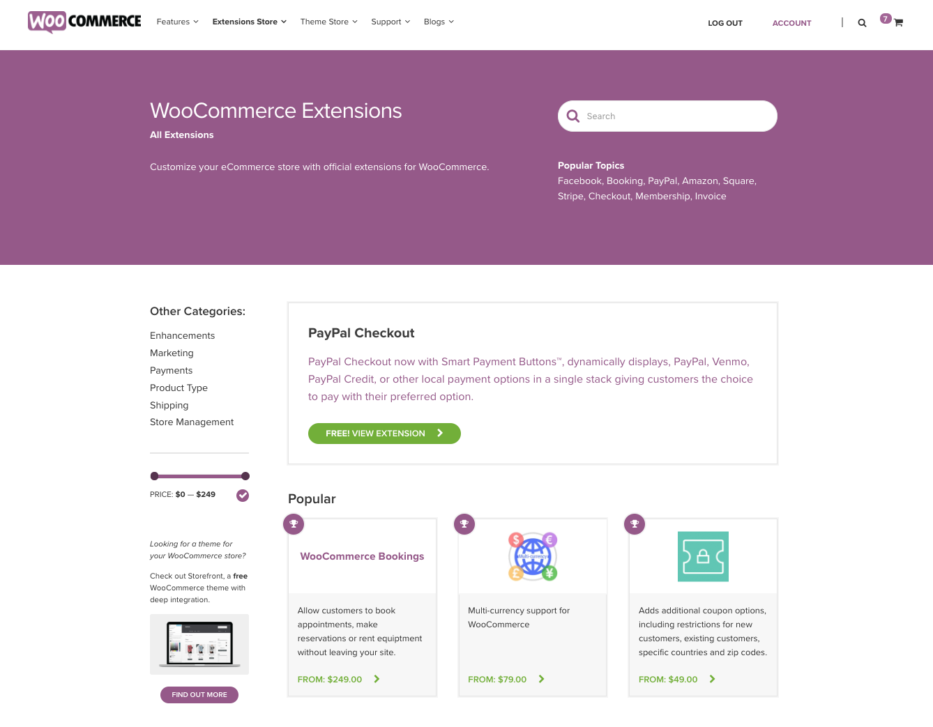 WooCommerce extension library, providing unlimited functionality