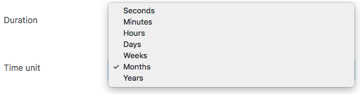 Duration Time unit choices