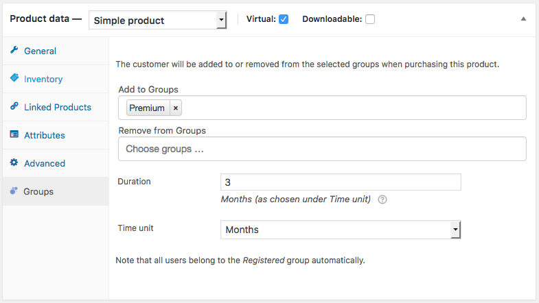 Time-limited Membership - Product Data - Groups